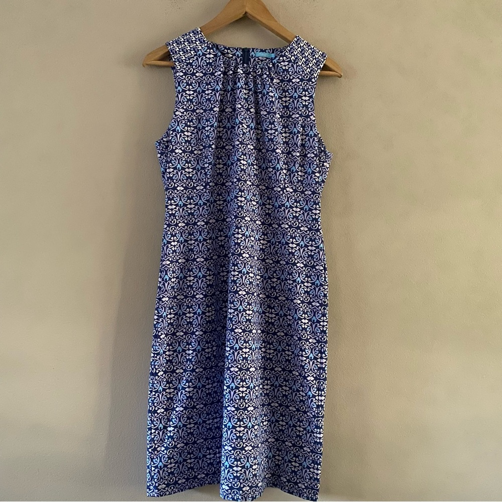 J. McLaughlin Catalina Cloth Blue Purple Paisley Zip Dress Resort Size LARGE